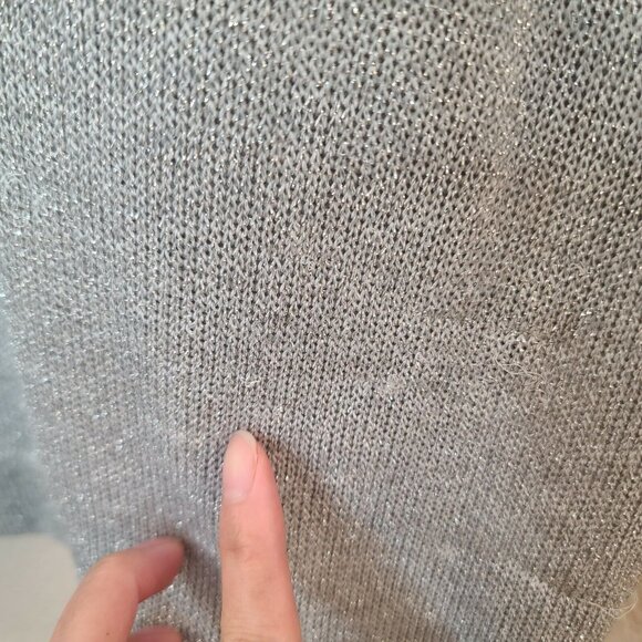 Divided H&M Sweater Womens Medium Gray Metallic Slouchy Sleeve Hooded Casual - Picture 7 of 12